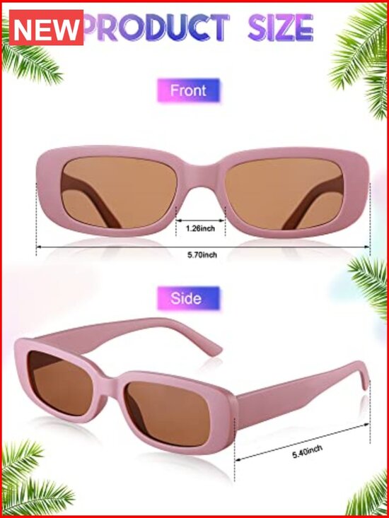10 Pack Retro Rectangle Sunglasses UV Protection Square Frame Women 90s Y2k main image 7